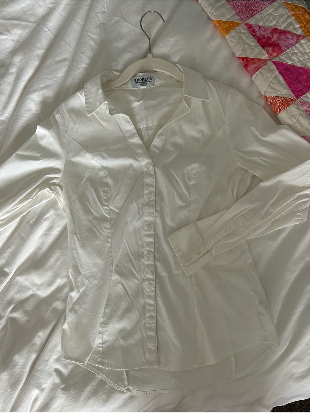 Express White Button-Down Dress Shirt